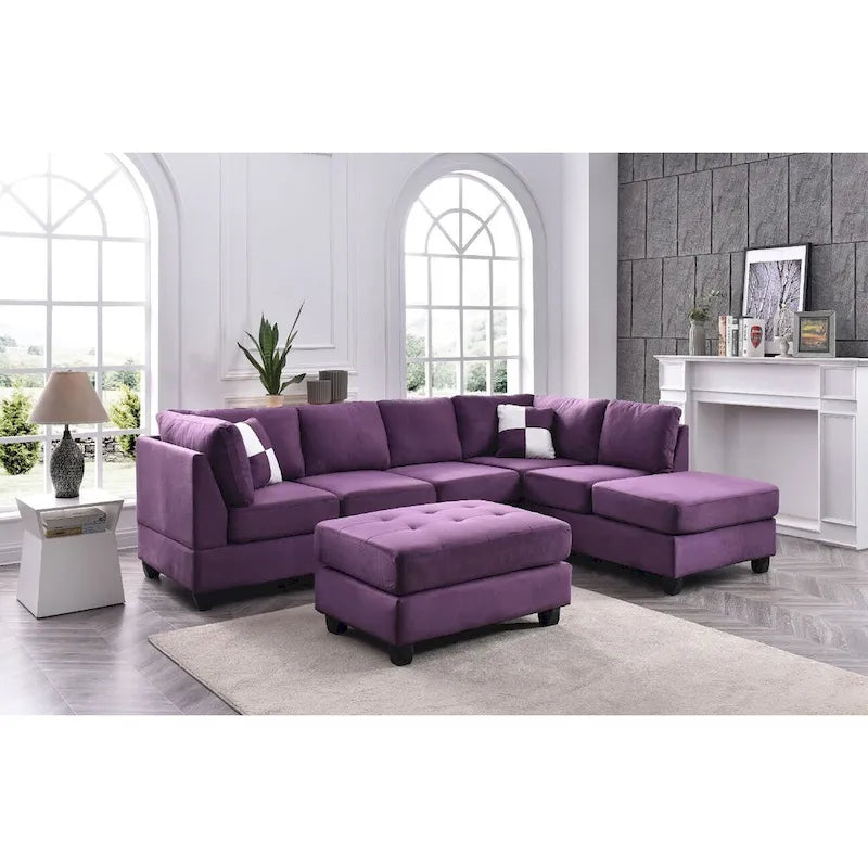 Canapé quatre places en velours microfibre double face (avec coussins)