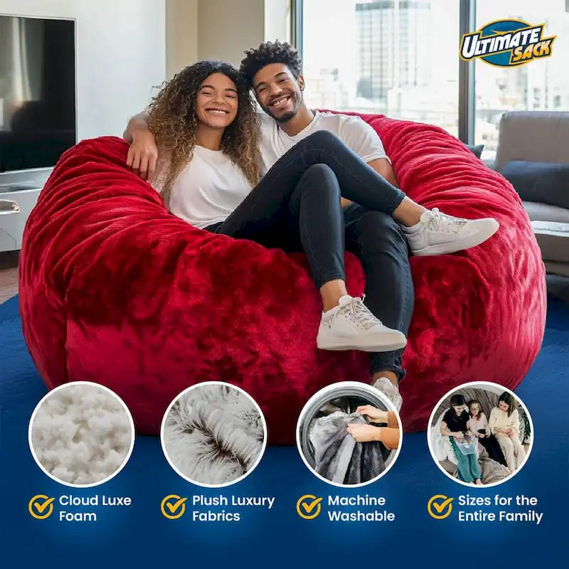 Pouf poire, très grand fauteuil inclinable d'intérieur confortable, en daim bleu.