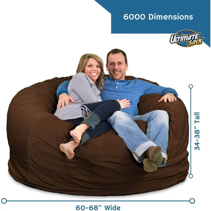 Pouf poire, très grand fauteuil inclinable d'intérieur confortable, en daim bleu.