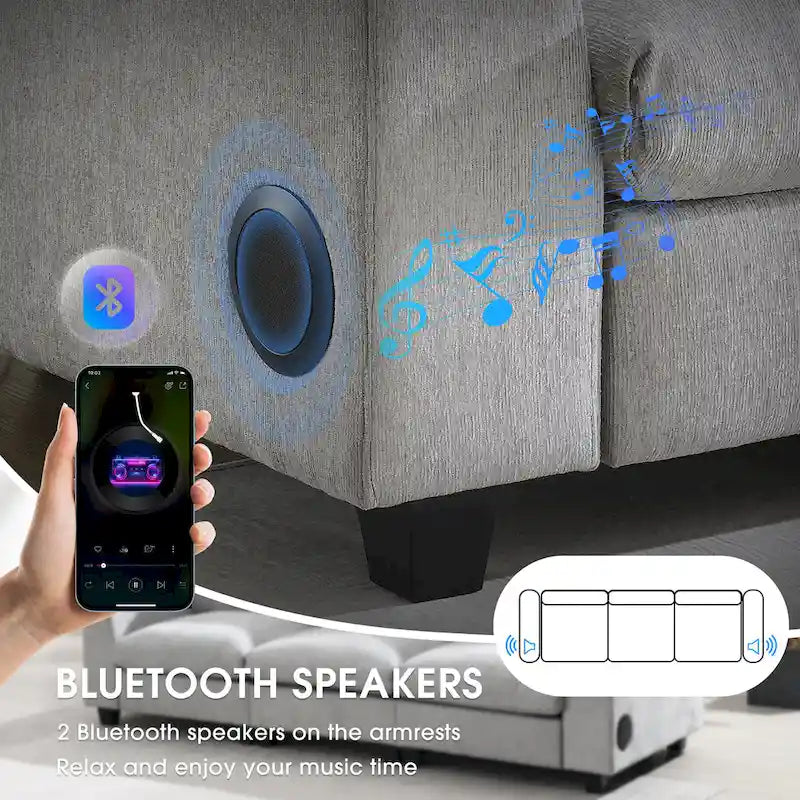 Canapé d'angle intelligent de 96 pouces avec haut-parleur Bluetooth
