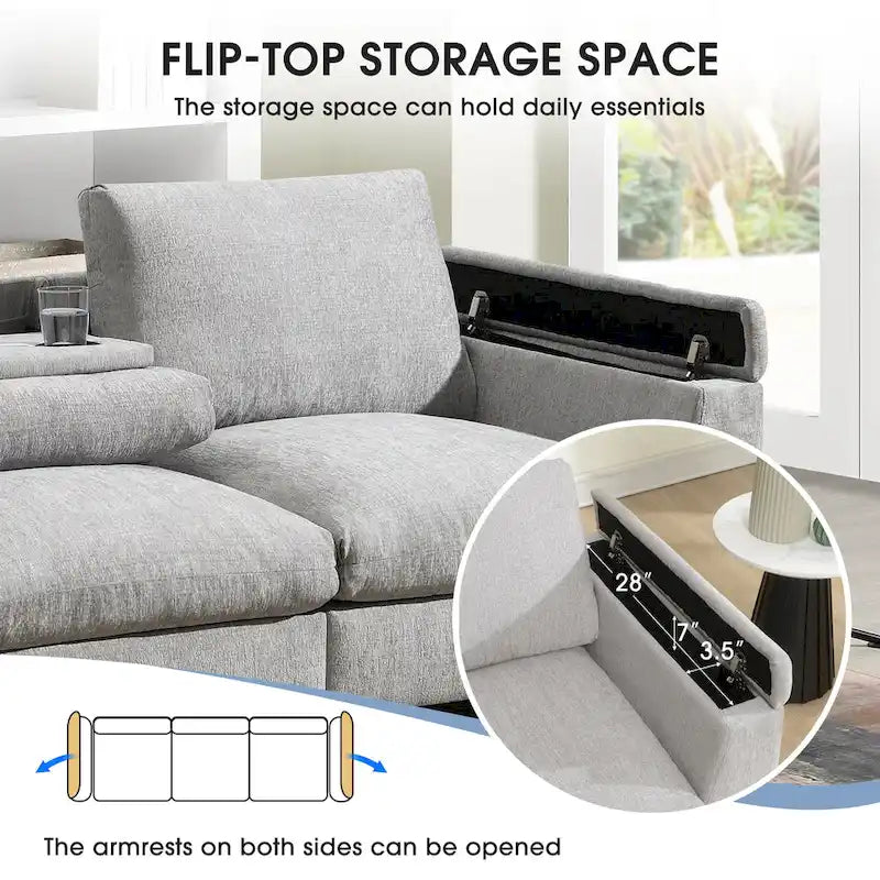Canapé d'angle intelligent de 96 pouces avec haut-parleur Bluetooth