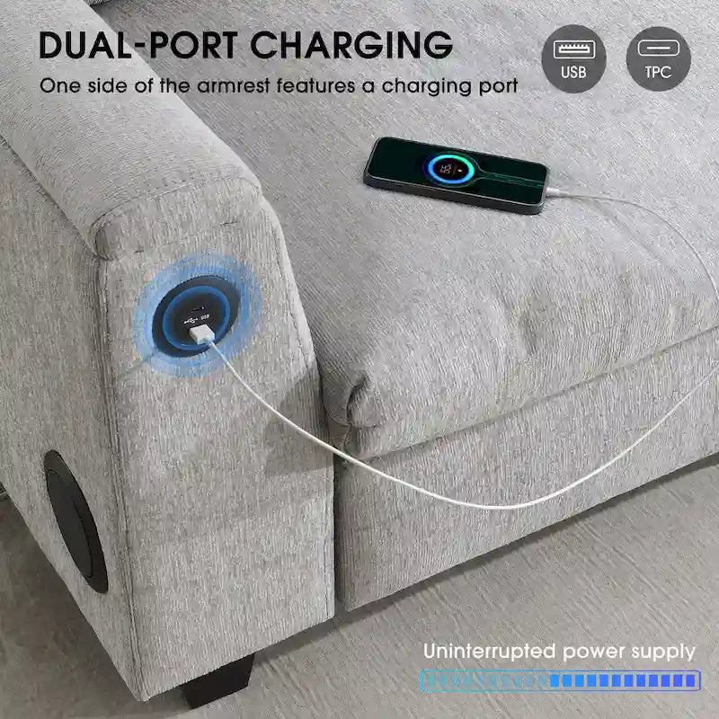 Canapé d'angle intelligent de 96 pouces avec haut-parleur Bluetooth