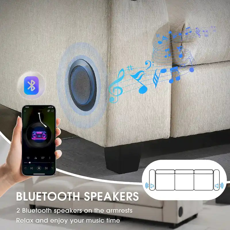 Canapé d'angle intelligent de 96 pouces avec haut-parleur Bluetooth