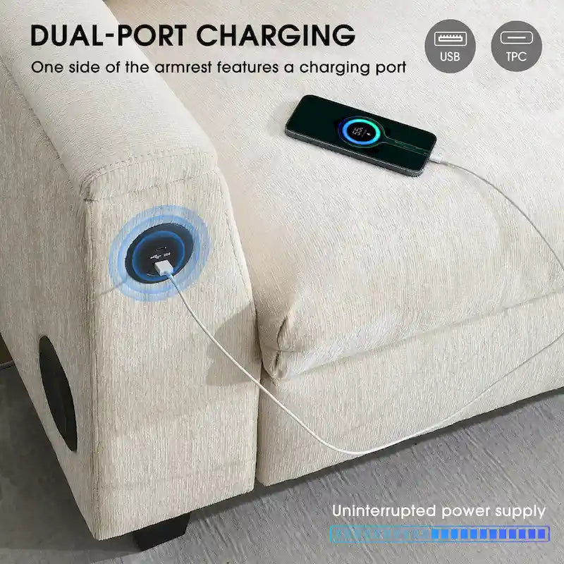 Canapé d'angle intelligent de 96 pouces avec haut-parleur Bluetooth