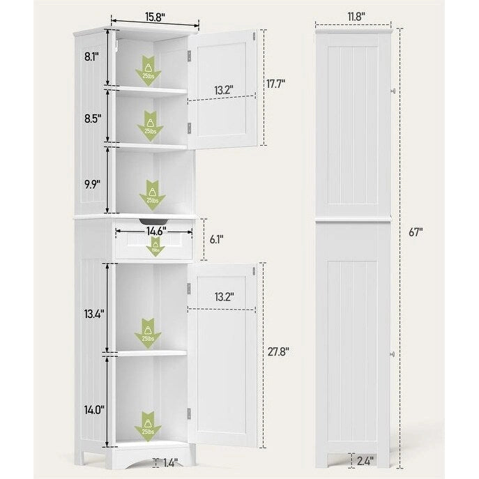 Meuble-lavabo de salle de bain de 170 cm de haut avec armoire de rangement étroite pour le linge de maison
