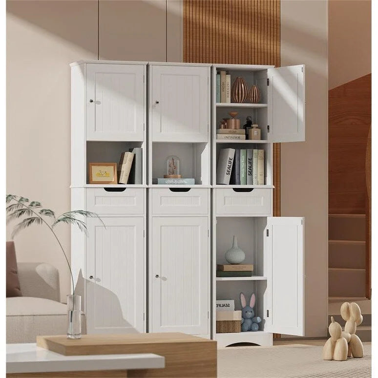 Meuble-lavabo de salle de bain de 170 cm de haut avec armoire de rangement étroite pour le linge de maison