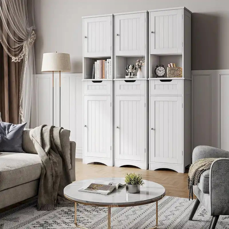 Meuble-lavabo de salle de bain de 170 cm de haut avec armoire de rangement étroite pour le linge de maison