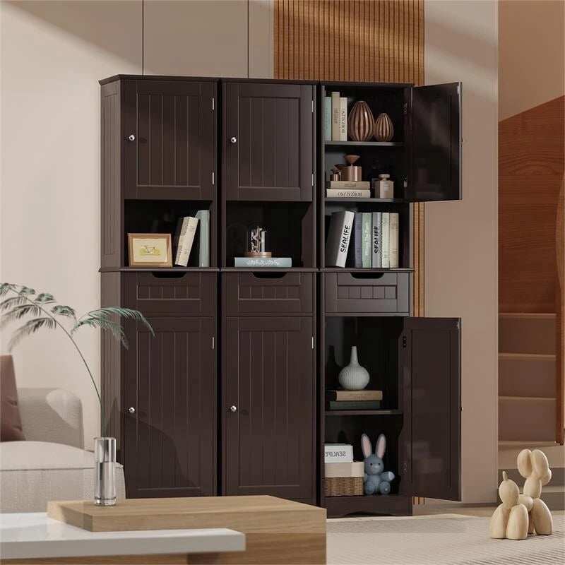 Meuble-lavabo de salle de bain de 170 cm de haut avec armoire de rangement étroite pour le linge de maison