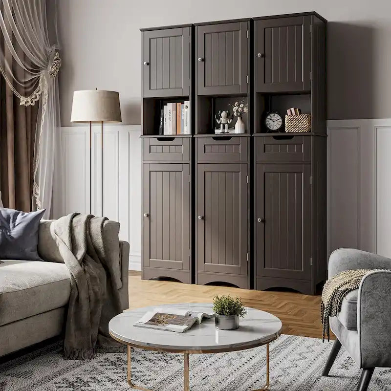 Meuble-lavabo de salle de bain de 170 cm de haut avec armoire de rangement étroite pour le linge de maison