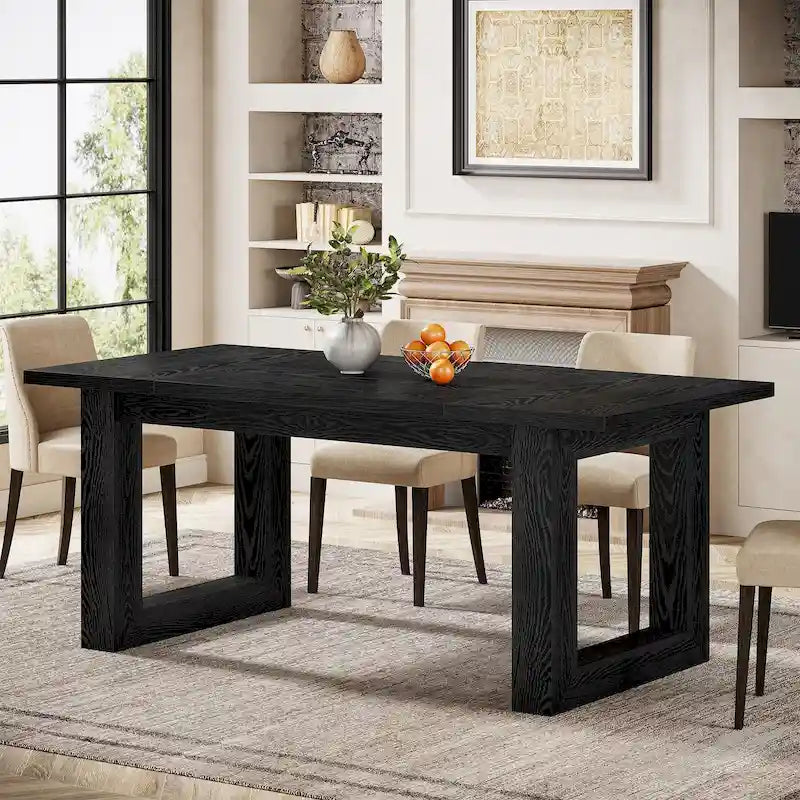 Table de salle à manger rectangulaire en bois, style rustique, de 160 cm