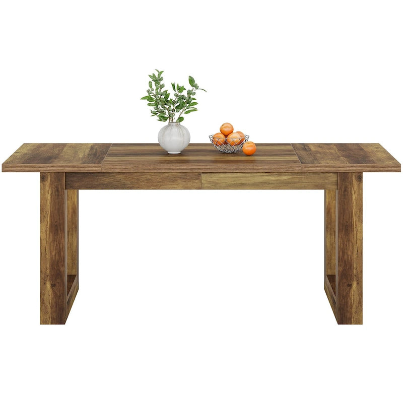 Table de salle à manger rectangulaire en bois, style rustique, de 160 cm