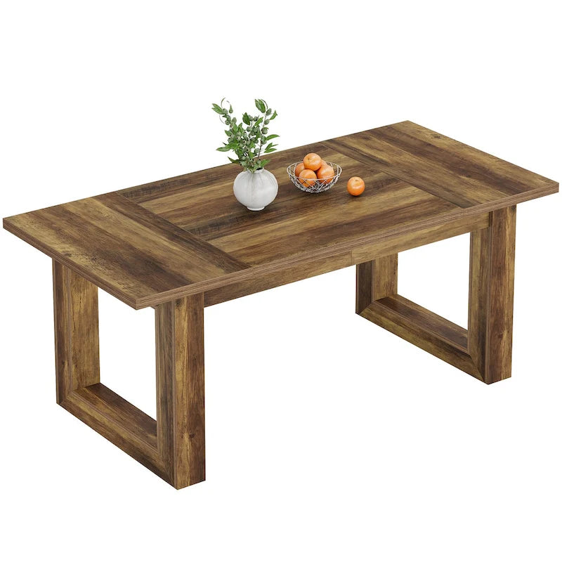 Table de salle à manger rectangulaire en bois, style rustique, de 160 cm