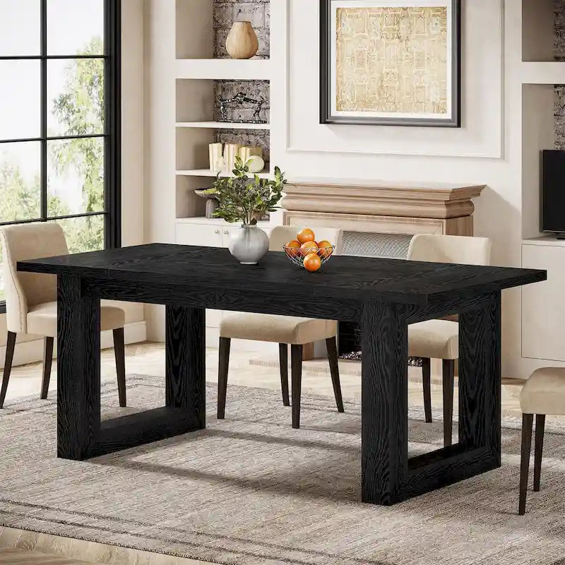 Table de salle à manger rectangulaire en bois, style rustique, de 160 cm