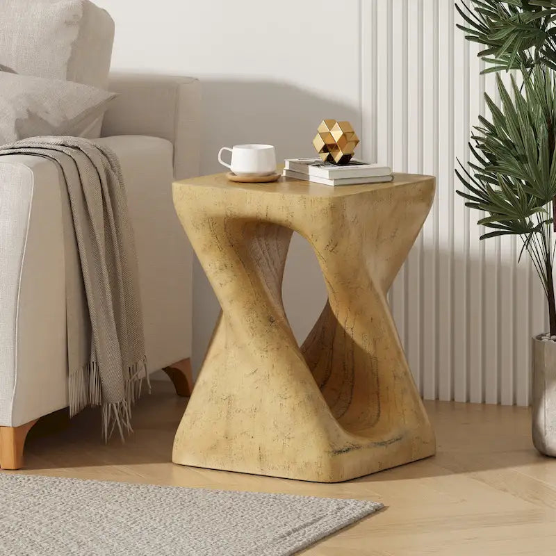 Table d'appoint Twist Shape, texture façon bois