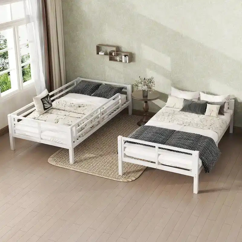 Lit superposé en métal, les couchettes supérieure et inférieure sont des lits simples king-size.