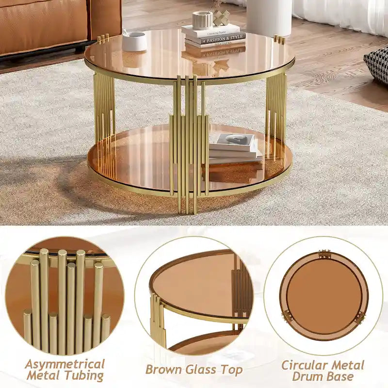 Table basse en verre trempé de 80 cm