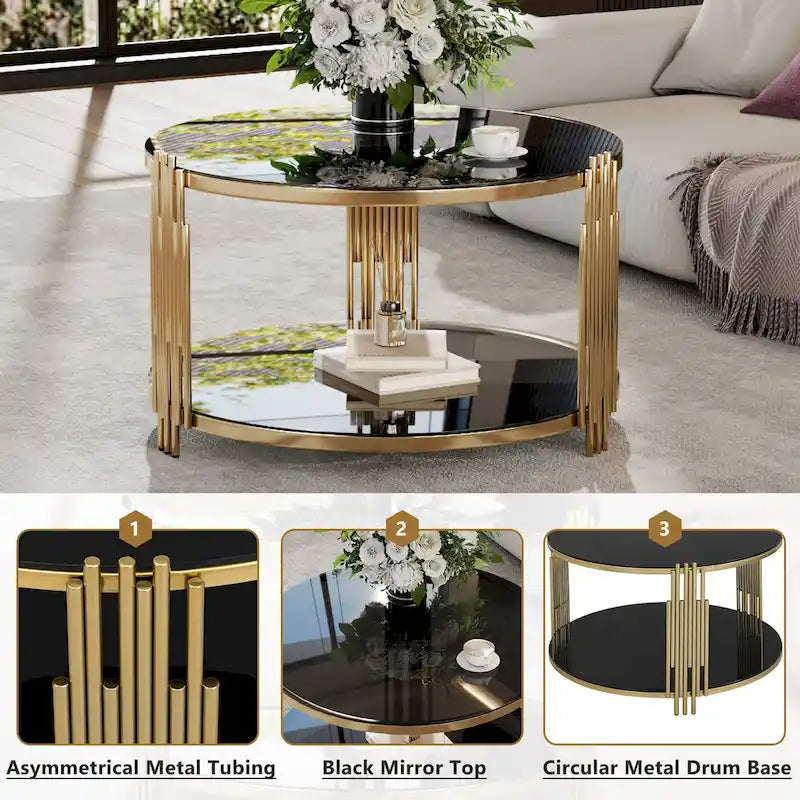 Table basse en verre trempé de 80 cm