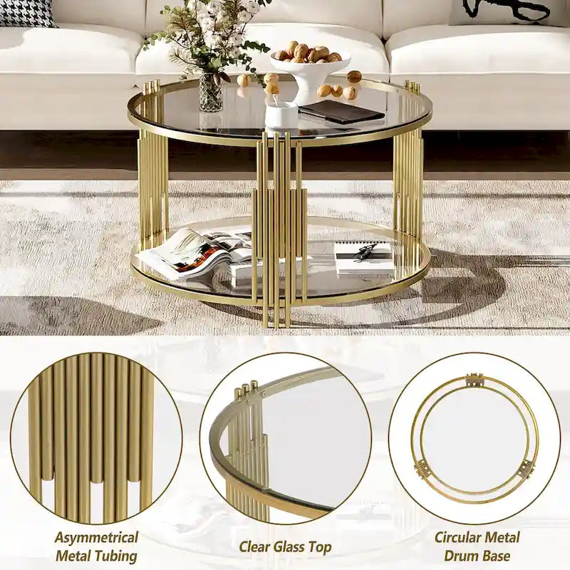 Table basse en verre trempé de 80 cm