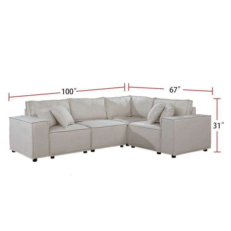 Canapé d'angle modulable avec pouf