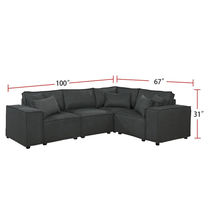 Canapé d'angle modulable avec pouf