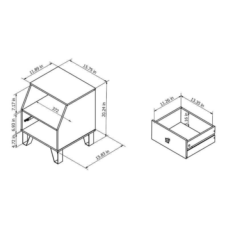 Table d'appoint à une étagère de 40 cm