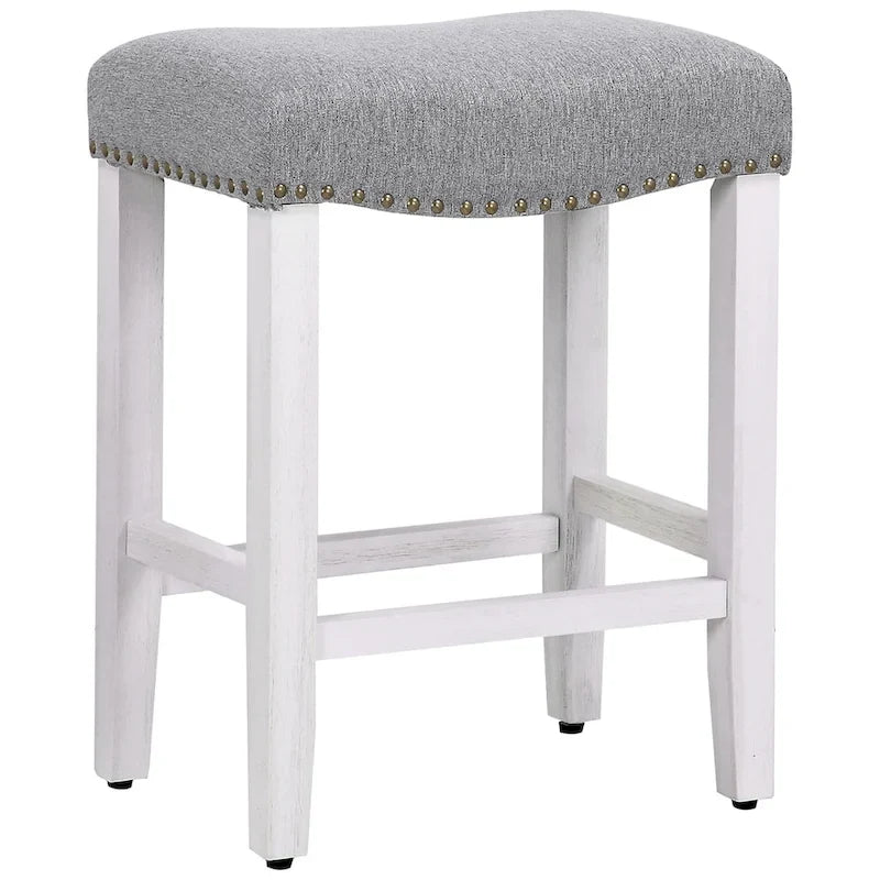 Tabouret de bar Jameson 24 po, rétro, en polyester blanc