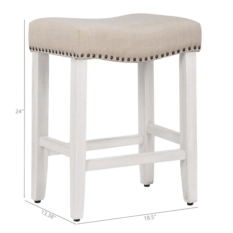 Tabouret de bar Jameson 24 po, rétro, en polyester blanc