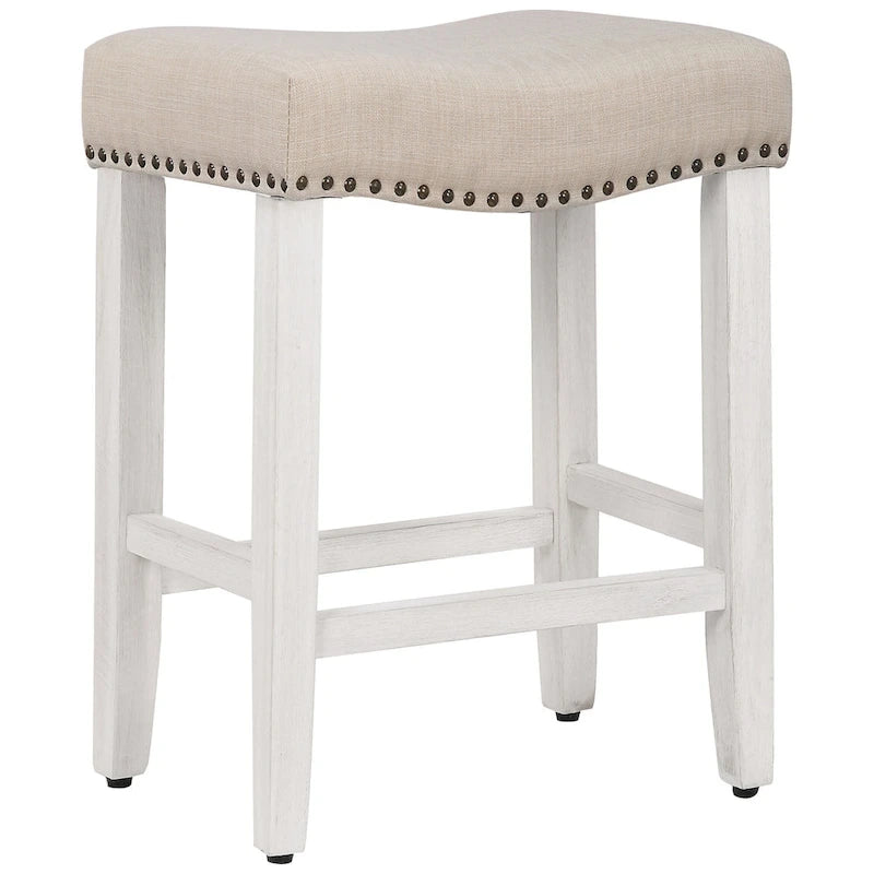 Tabouret de bar Jameson 24 po, rétro, en polyester blanc