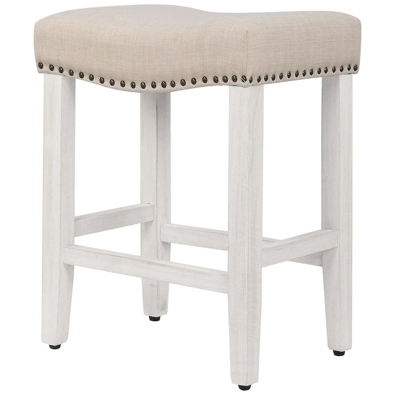 Tabouret de bar Jameson 24 po, rétro, en polyester blanc