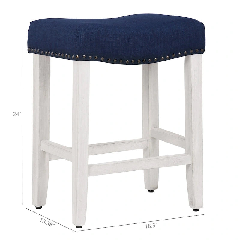 Tabouret de bar Jameson 24 po, rétro, en polyester blanc