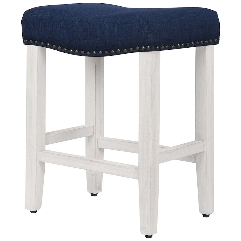 Tabouret de bar Jameson 24 po, rétro, en polyester blanc