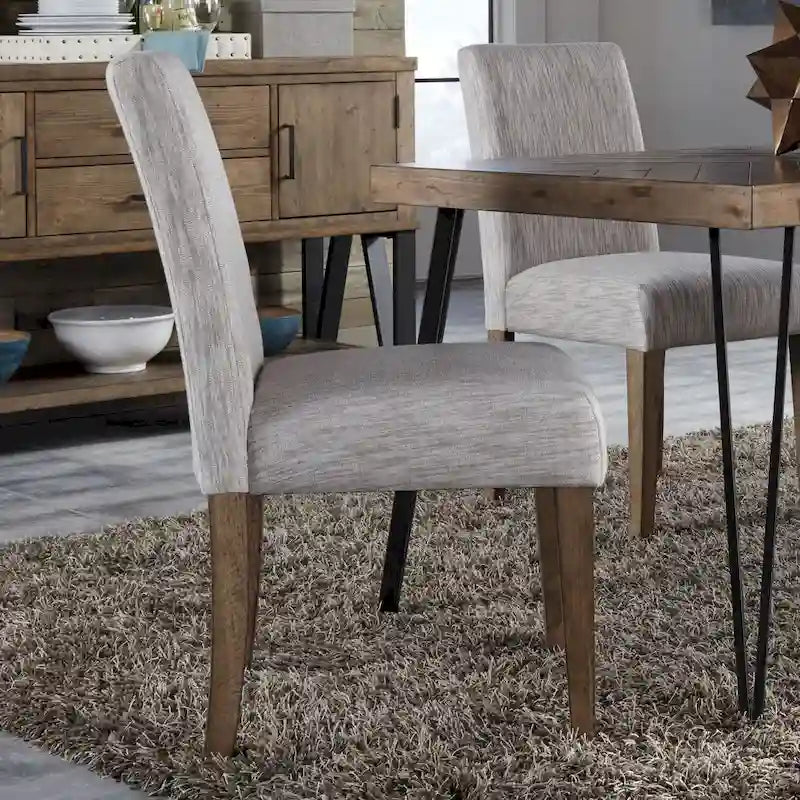 Horizons Rustic Caramel with Sawmark Distressing Uph Side Chair (Set of 2)