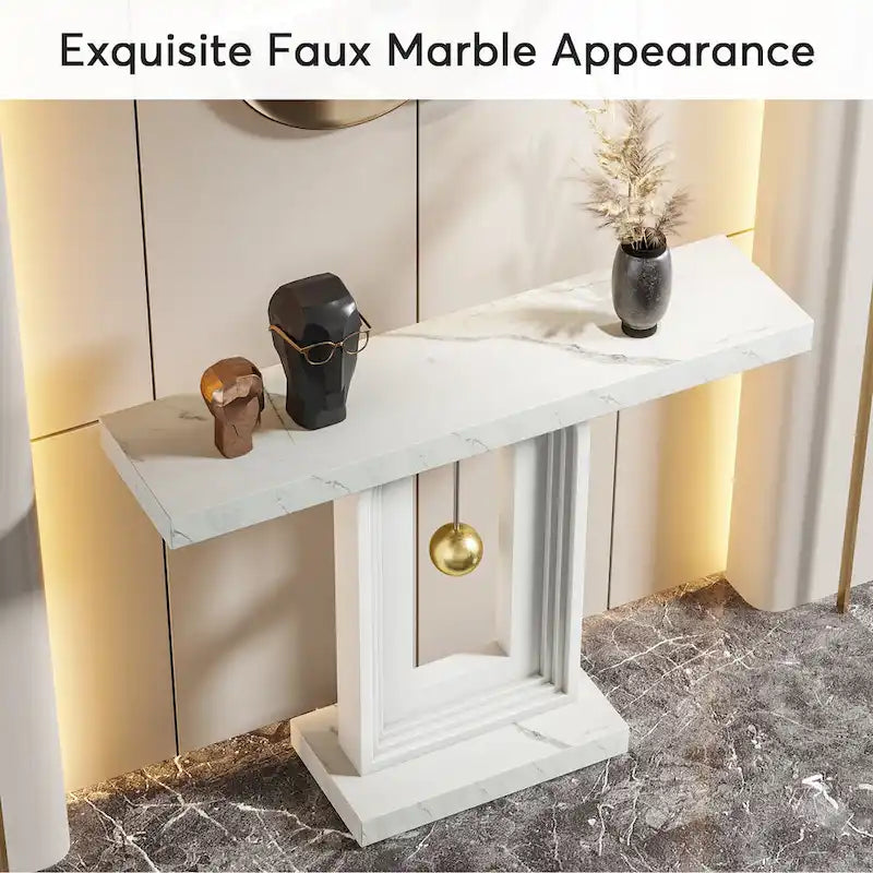 Console étroite de 39,4 pouces avec accents dorés