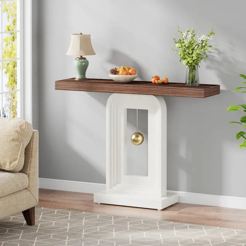 Console étroite de 39,4 pouces avec accents dorés