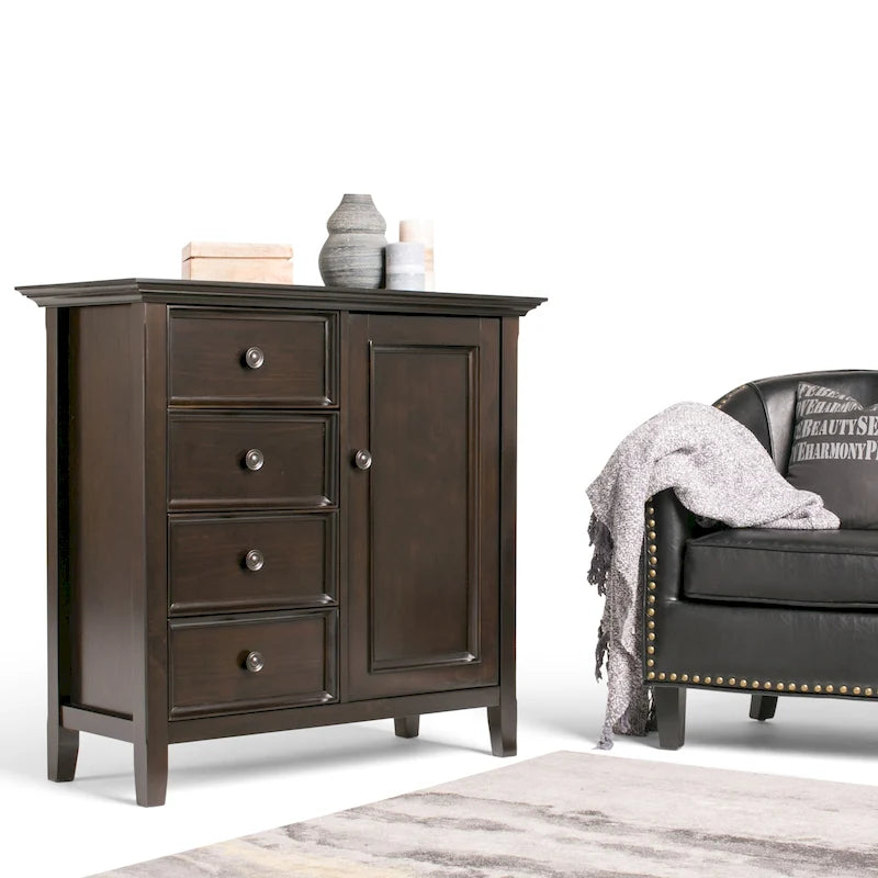 Bahut de rangement de style transitionnel en bois massif, 37 po de largeur - 37 larg. x 17 prof. x 36 haut.