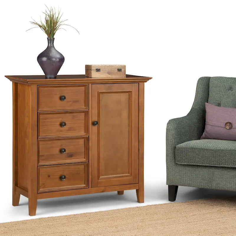 Bahut de rangement de style transitionnel en bois massif, 37 po de largeur - 37 larg. x 17 prof. x 36 haut.