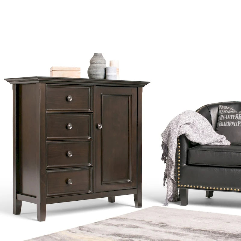 WYNDENHALL Halifax SOLID WOOD 37 inch Wide Transitional Medium Storage Cabinet - 37w x 17d x 36 h