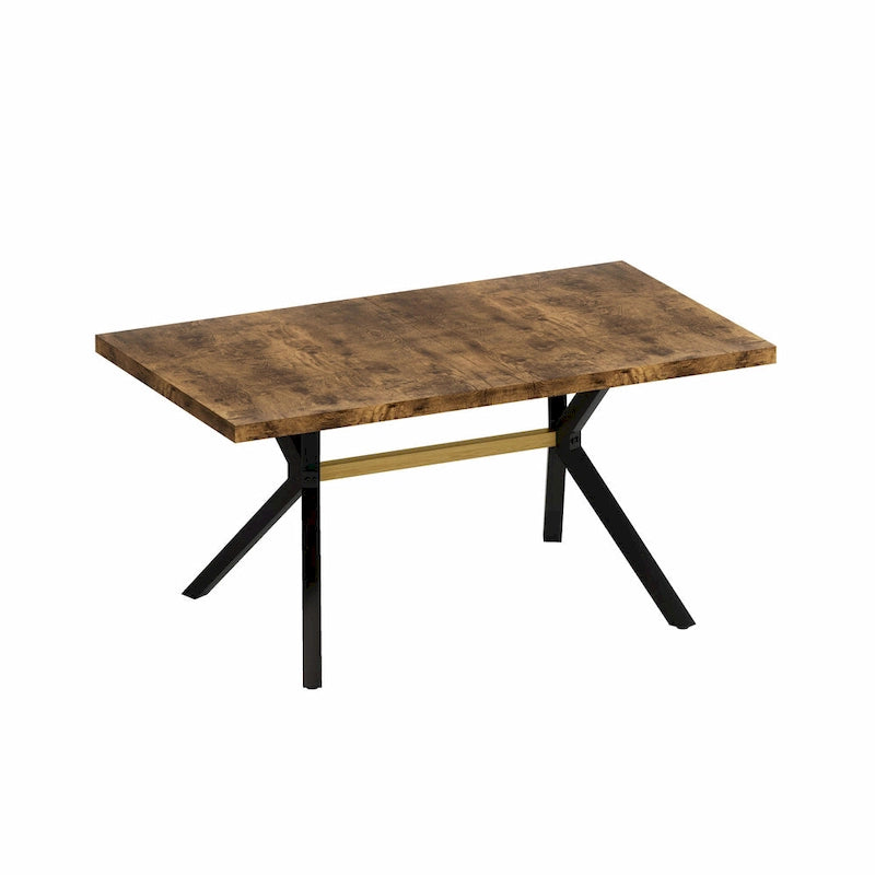 Table à manger rectangulaire rétro avec piètement central gaufré noir