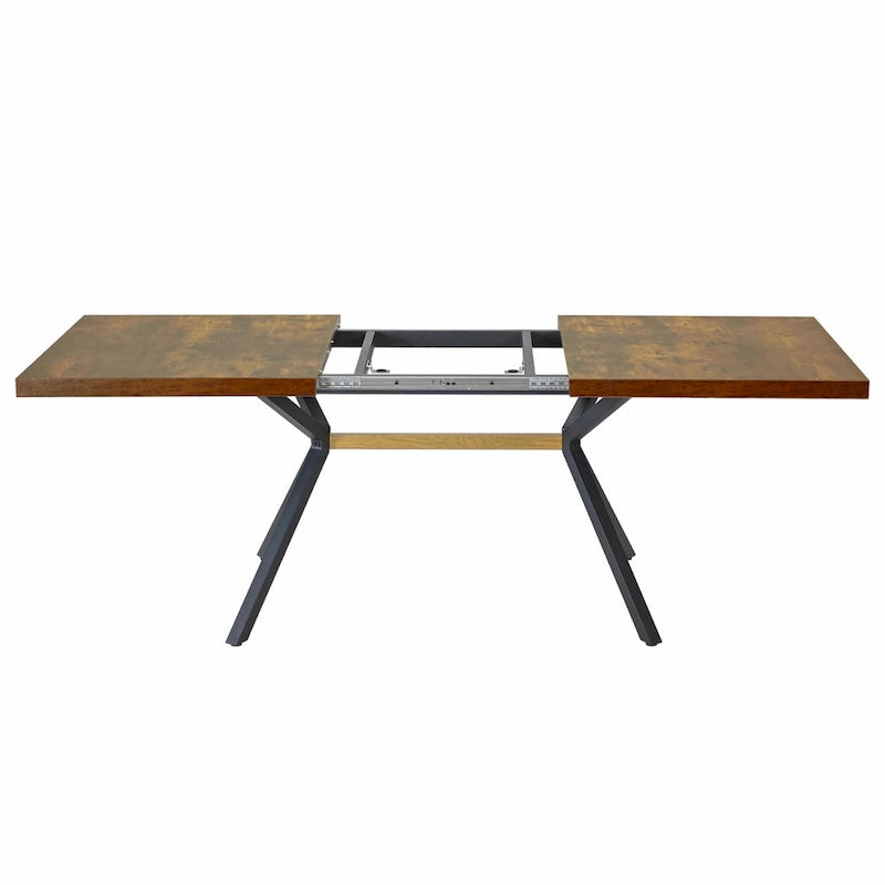 Table à manger rectangulaire rétro avec piètement central gaufré noir