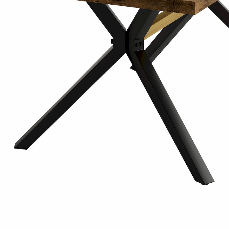 Table à manger rectangulaire rétro avec piètement central gaufré noir