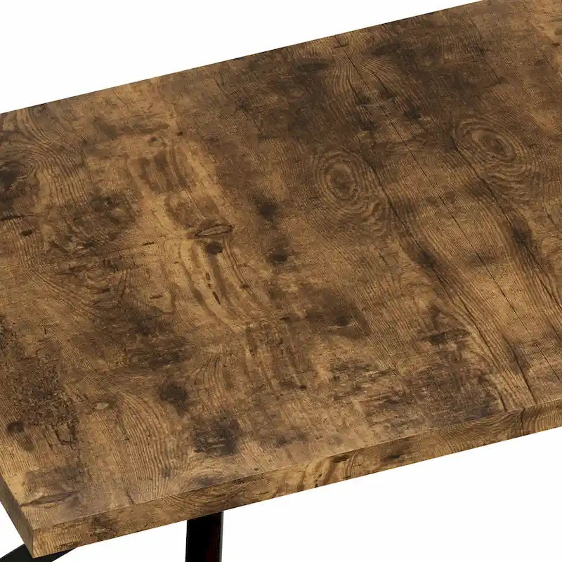 Table à manger rectangulaire rétro avec piètement central gaufré noir
