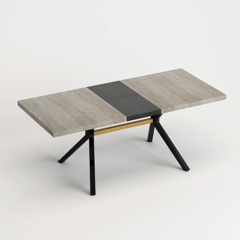 Table à manger rectangulaire rétro avec piètement central gaufré noir