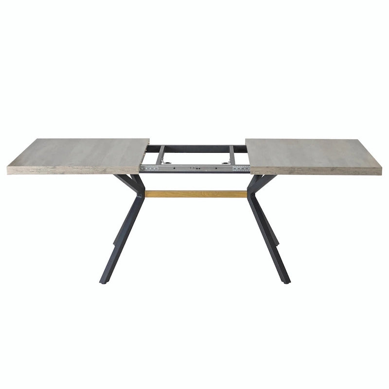 Table à manger rectangulaire rétro avec piètement central gaufré noir