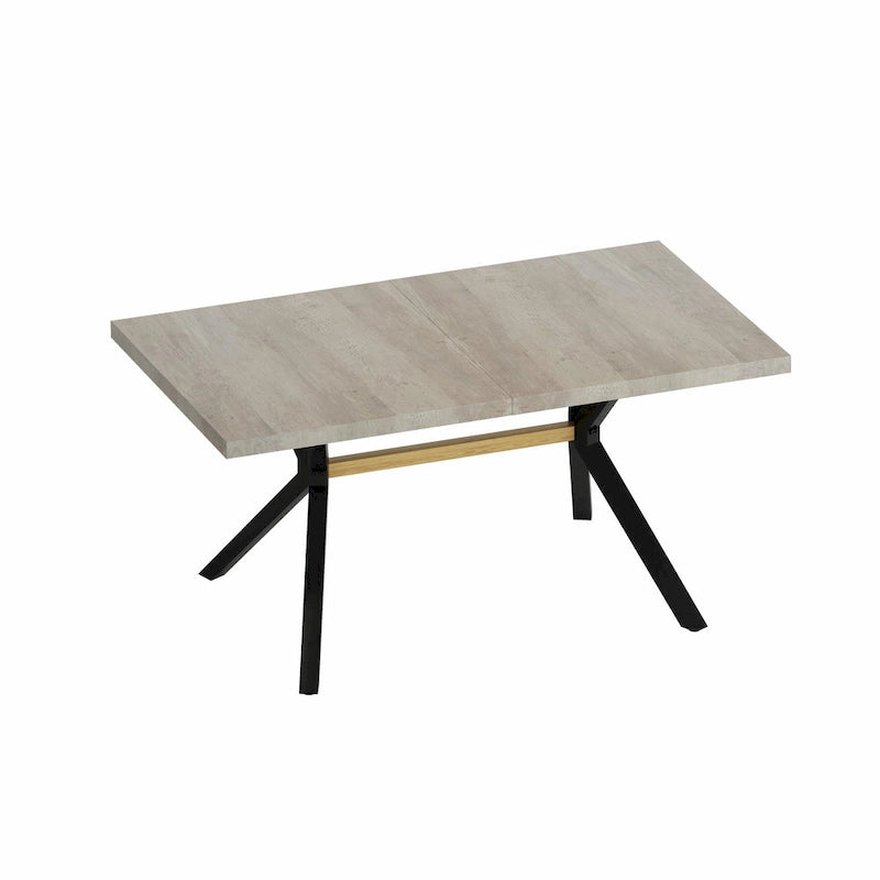 Table à manger rectangulaire rétro avec piètement central gaufré noir