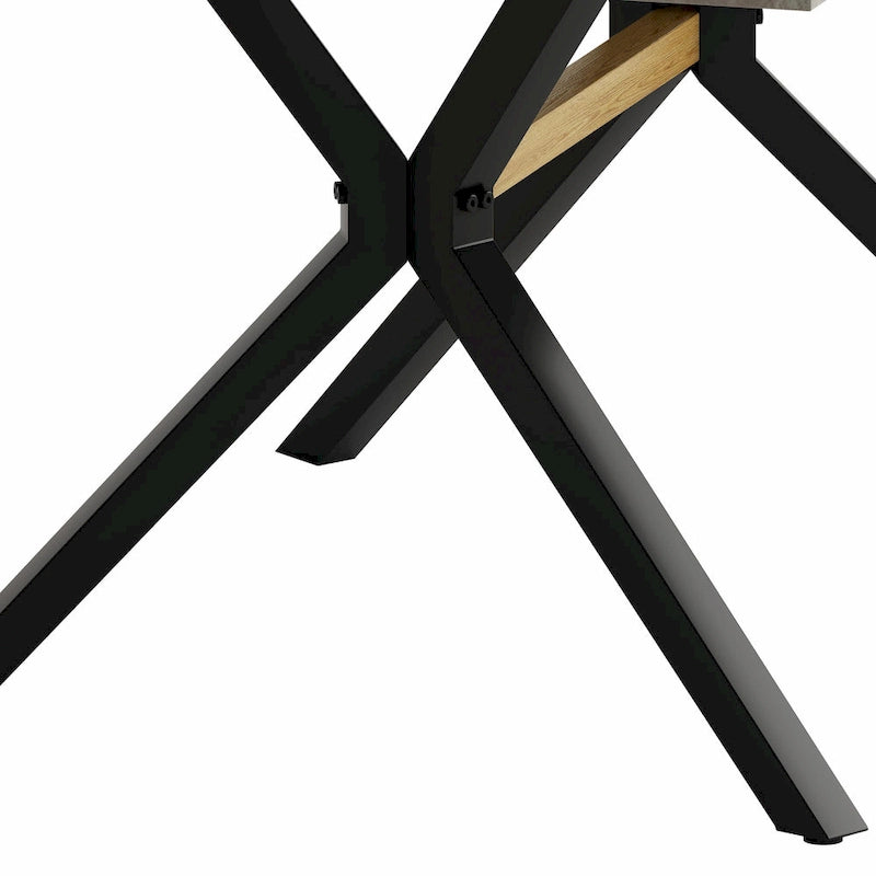 Table à manger rectangulaire rétro avec piètement central gaufré noir