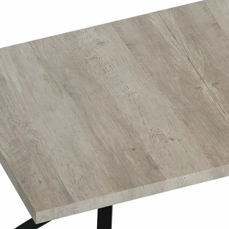 Table à manger rectangulaire rétro avec piètement central gaufré noir