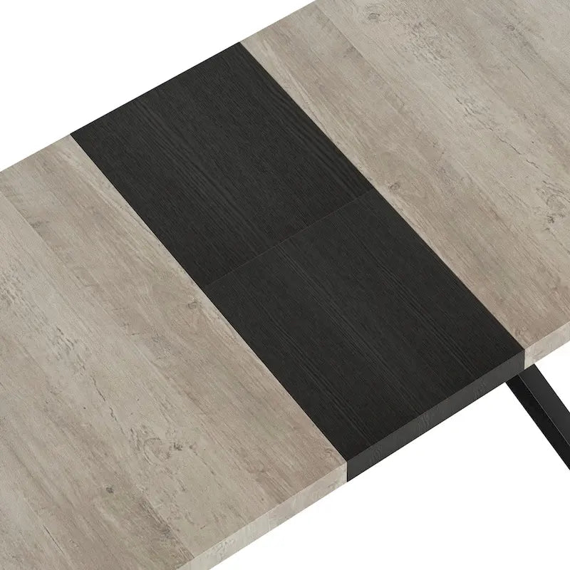 Table à manger rectangulaire rétro avec piètement central gaufré noir