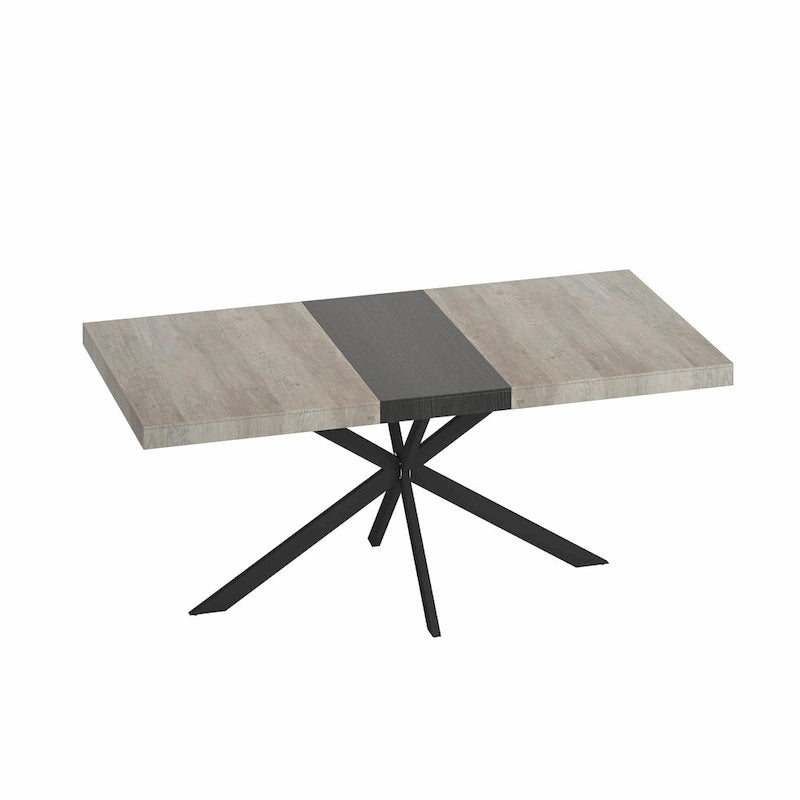 Table à manger rectangulaire rétro avec piètement central gaufré noir
