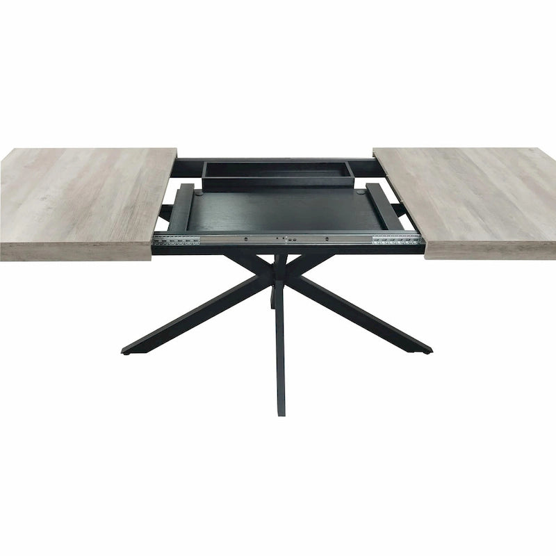 Table à manger rectangulaire rétro avec piètement central gaufré noir