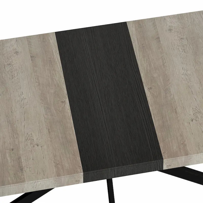 Table à manger rectangulaire rétro avec piètement central gaufré noir